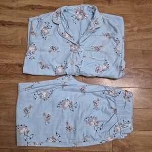 La Vie En Rose Blue Flannel Christmas Kitten PJS Size Small